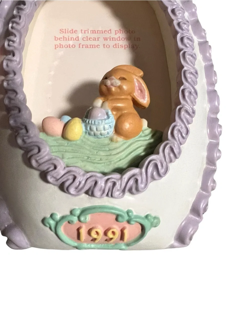 Vintage Avon 1991 Easter Memories Photo Frame Bunny Eggs‎ Spring 5.5” x 4”